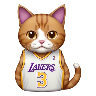white brown Cat wearing a lakers lebron james jersey  sticker