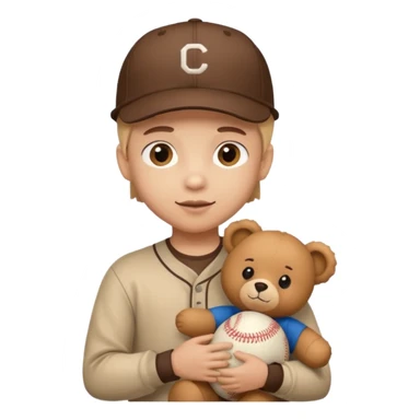 kid wearing hat with teddy bear  sticker