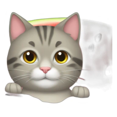 a cat taking a bath in a watermelon sticker