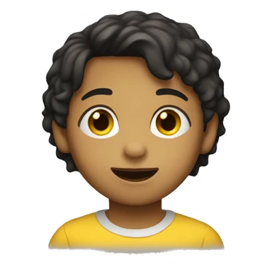 Dark-haired kids with coby haircut and yellow t-shirt  sticker