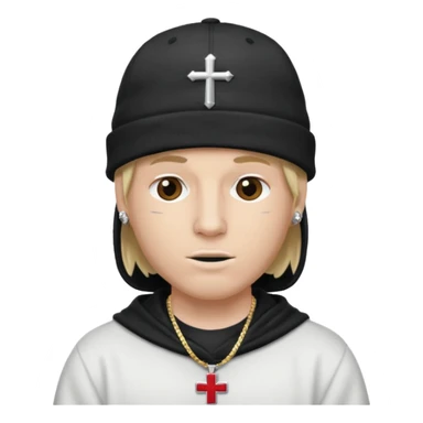 rapper da trắng đội mũ len mlb áo thánh giá đeo khăn trùm mặt sticker