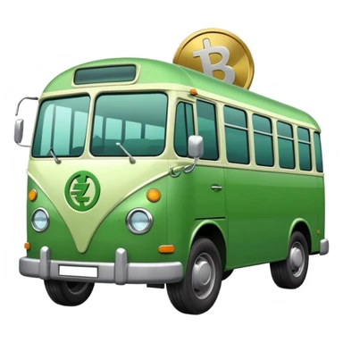 green bus with electric symbol and large zero-euro coin sticker