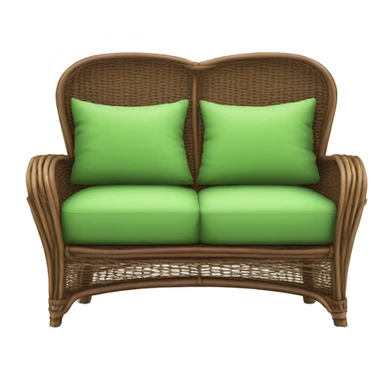 rattan brown sofa with green cushions sticker