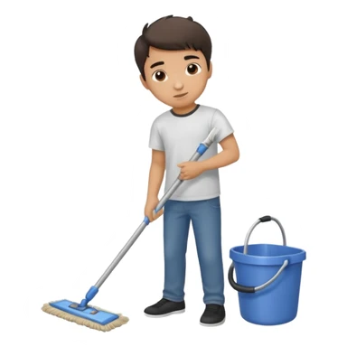 niño trapeando sticker