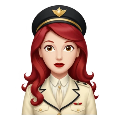 LaVerne Andrews from The Andrews Sisters with long dark red hair, ivory outfit sticker