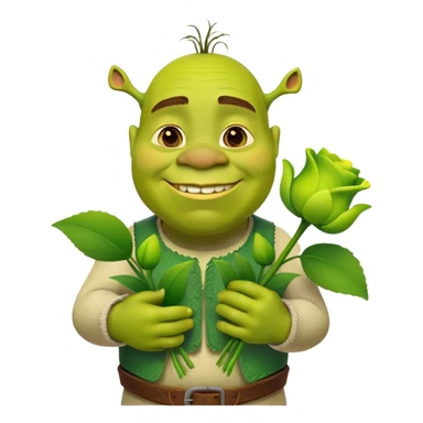 Shrek giving green flowers  sticker