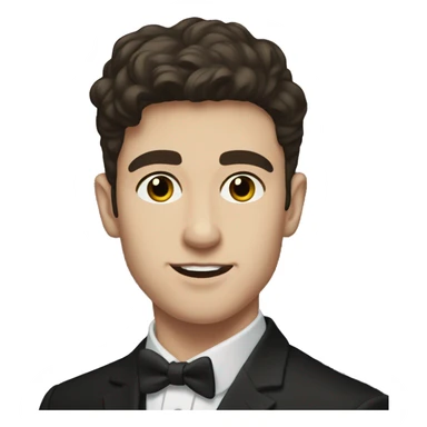 Young men with white skin and dark brown hair in formal portrait in nature sticker