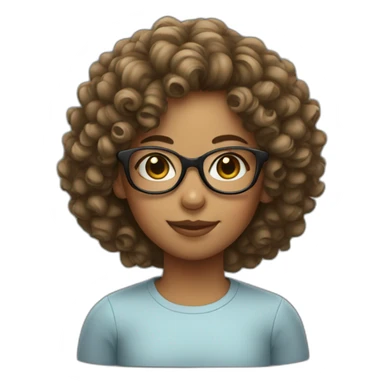 girl with curly hair and glasses sticker