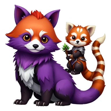 Dark souls theme in a dragon age with a purple animal and a red panda  sticker