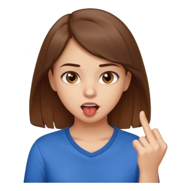 Fais moi une fille brune avec les yeux marrons, qui ce mort un doigt avec un regard coquin. sticker