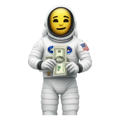 space man holding cash sticker