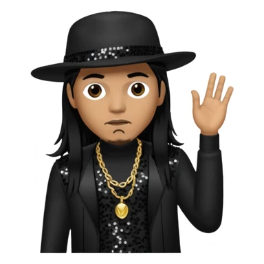 Taboo from Black Eyed Peas with long black hair, black sequin outfit  sticker