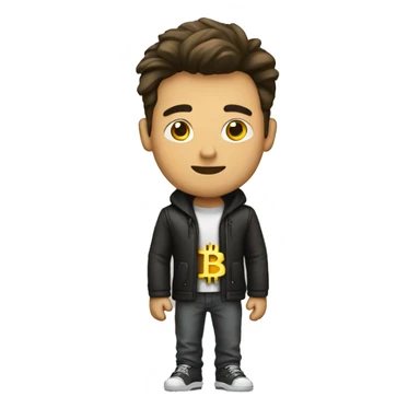 stylish guy with bitcoin and not sticker