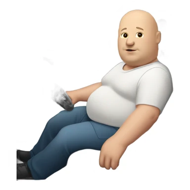 Fat bald guy in tesla sticker