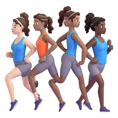 3 women exercising. The woman on the left has pale white skin and curly brown hair in a ponytail. The woman in the middle has black skin and curly black hair. The woman on the right has pale white skin and straight, brown hair in a ponytail. sticker