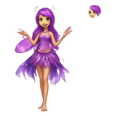 Tecna adult fairy of technology her enchantix fairy purple sparkling two-piece clothing and fairy enchantix wings and long dark pink hair in from winx club. Lots of sparkles and fairydust. Full body pic and full fairy bliss sticker