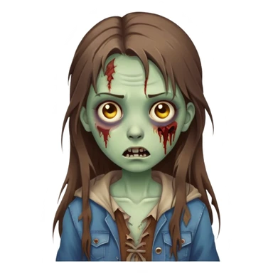 zombie girl with long brown hair sticker