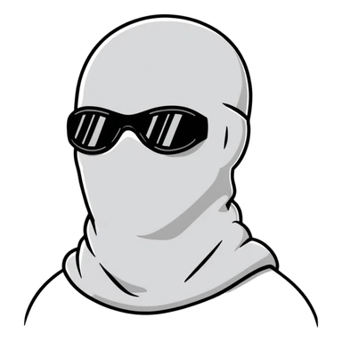 Face with black balaclava and black tinted sports glasses sticker