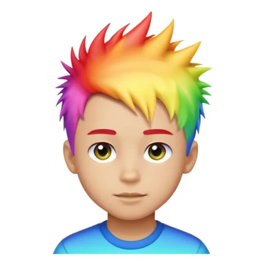 Boy with rainbow streaks — short spiky hair glowing under light. sticker