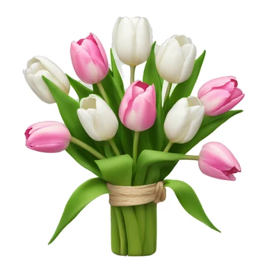 White and pink tulips bouquet  sticker