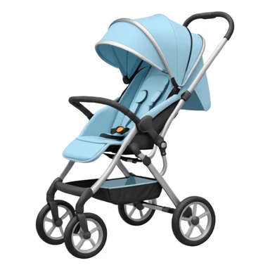 Pastel blue infant stroller with one handle sticker