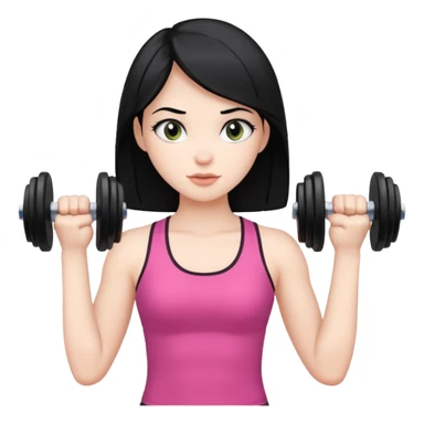 Pale girl with black hair using dumbells sticker