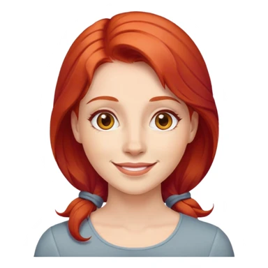 maman solo, femme rousse, sourire tendre, style emoji classique, fond neutre sticker