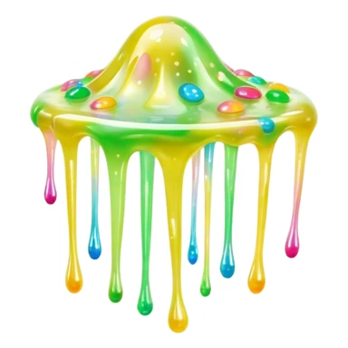 Cinematic Realistic Clear Slime Mixed with Sprinkles, ultra-transparent with suspended colorful candy-like specks, light refracting through each tiny piece, soft gelatinous texture catching highlights, stretching and bending in a mesmerizing way, glowing with a magical, almost surreal quality. sticker
