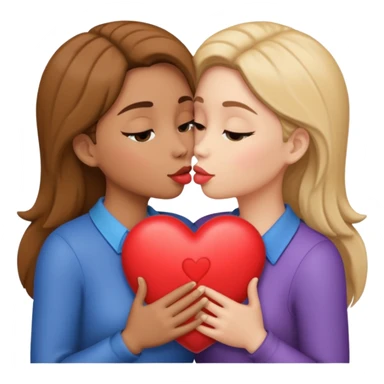 Two woman kissing with a heart holding each other sticker
