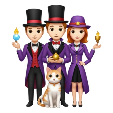 magician couple and their pet cat sticker