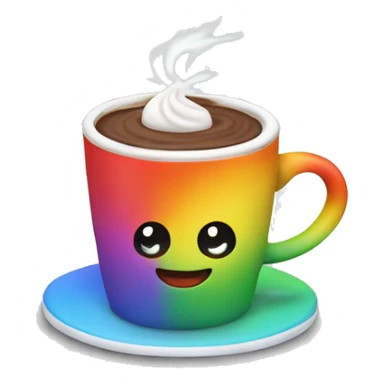 Rainbow coffee cup with hot coco  sticker