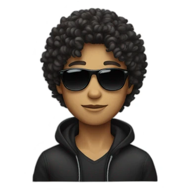 A boy with curly hair and wearing black sunglasses  sticker