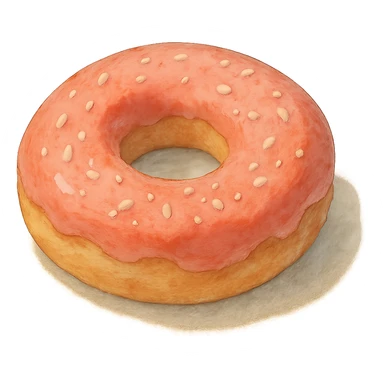 donut in ghibli style, detailed, soft colors sticker