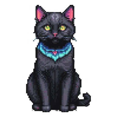 black cat sitting, simple and cute sticker