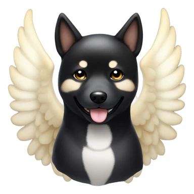 Black Shiba Inu angel | face | fantasy | halo | innocent | smiling face with halo sticker
