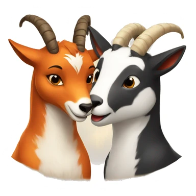 a fox and a goat kissing sticker