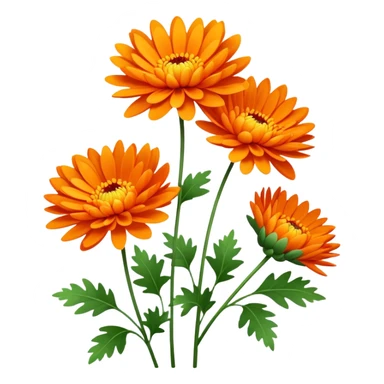 single Vibrant Orange Chrysanthemum, straight stem sticker