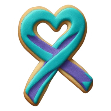 Purple teal Suicide awareness ribbon, heart cookie sticker