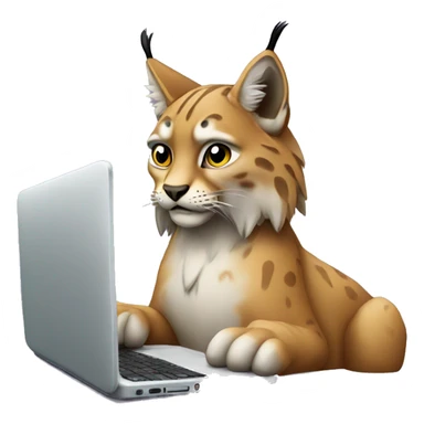 A lynx with a laptop sticker