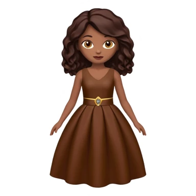 Boneca digital em estilo 3D realista e fofo, semelhante a uma boneca colecionável. Mulher jovem com pele negra, olhos castanhos escuros, cabelo liso cor chocolate, longo e bem alinhado.  sticker