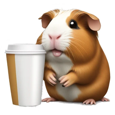 Guinea pig with coffe cup sticker