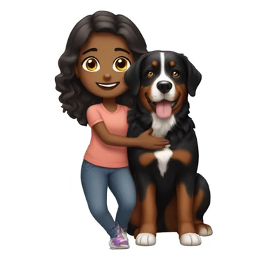 Brown Girl with Bernese mountain dog sticker
