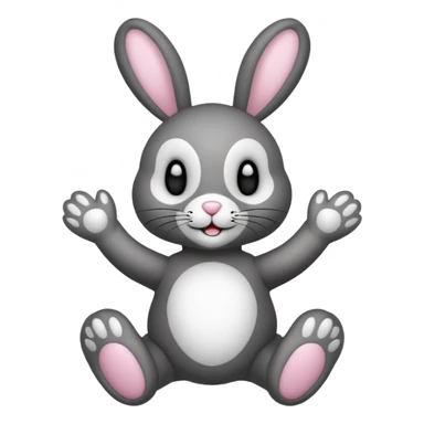 Emoji pour twitch d'une peluche lapin squelette noir faisant signe de la patte avec le texte:"Hi !" sticker