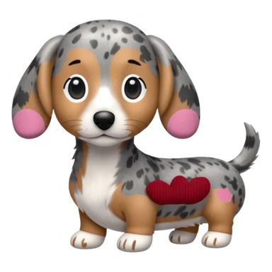 Chibi style Plush gray dappled dachshund  sticker
