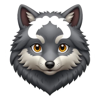 cute dark grey wolf inside heart sticker