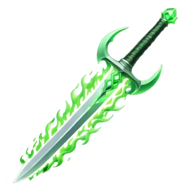 sword burning green flame sticker