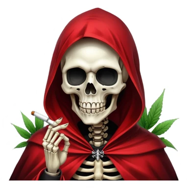 grim reaper face with red cape smoking weed with loads of smoke in the air sticker