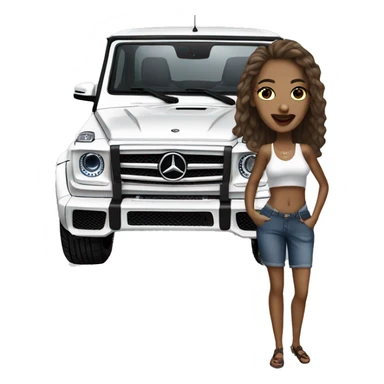 European swag Woman outside mercedes G wagon sticker