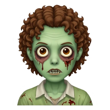 Zombie with lil bit curly medium brown hair sticker