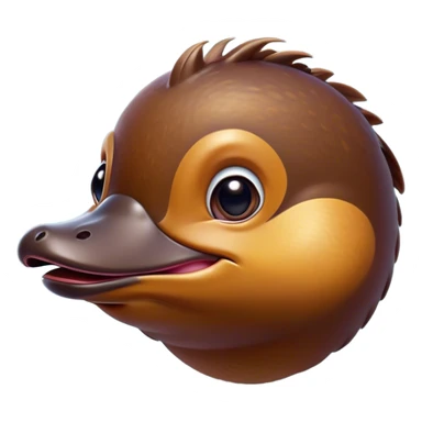 Cinematic Comical Platypus Portrait Emoji, Head tilted dramatically with an exaggeratedly amused expression, featuring a striking, glossy brown fur with a whimsically flat duckbill and wide, expressive eyes full of playful disbelief, Simplified yet hilariously expressive features, highly detailed, glowing with a slightly sassy glow, high shine, dramatic yet playful, stylized with an air of cheeky aquatic mischief, bright and endearing, soft glowing outline, capturing the essence of a spirited and over‐the‐top platypus, so meme‐worthy it feels like it could quack its way into internet fame instantly! sticker